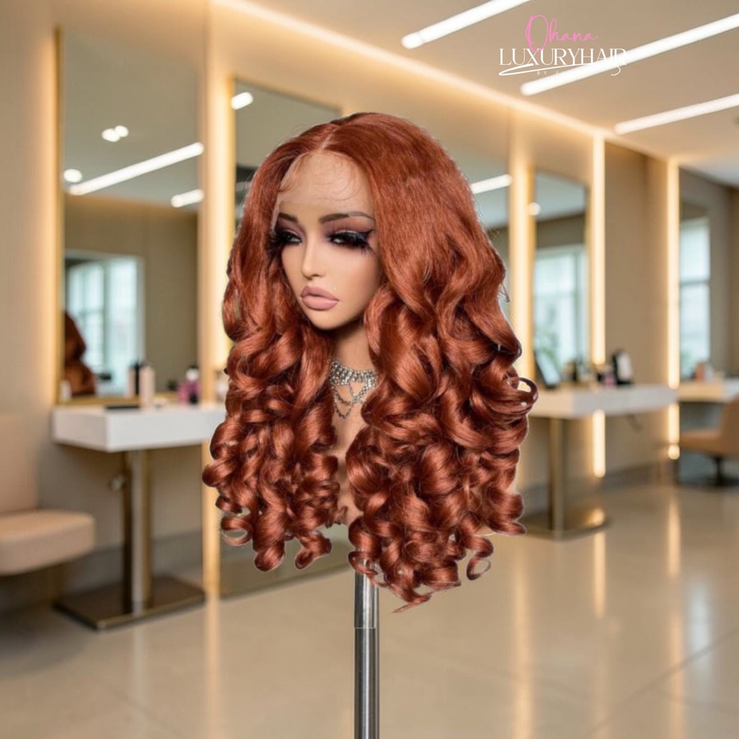 Mélina – Perruque Ondulée cuivrées Effet Luxe