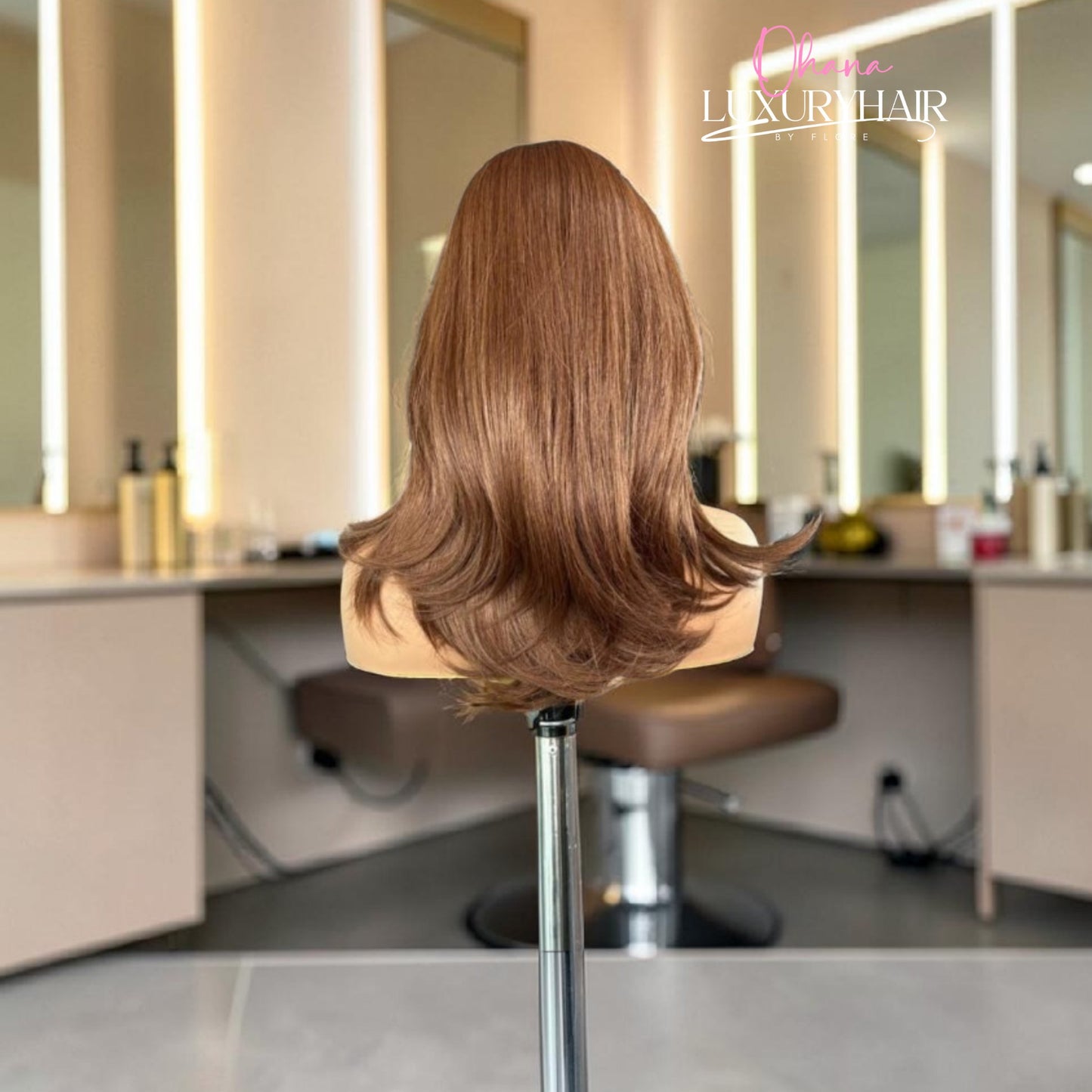 Eva châtain-Perruque lisse effet naturel