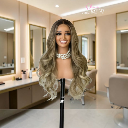Talya–Perruque blond cendré Effet naturel
