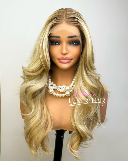 Perruque Aïcha – Blond Miel Long Ondulé