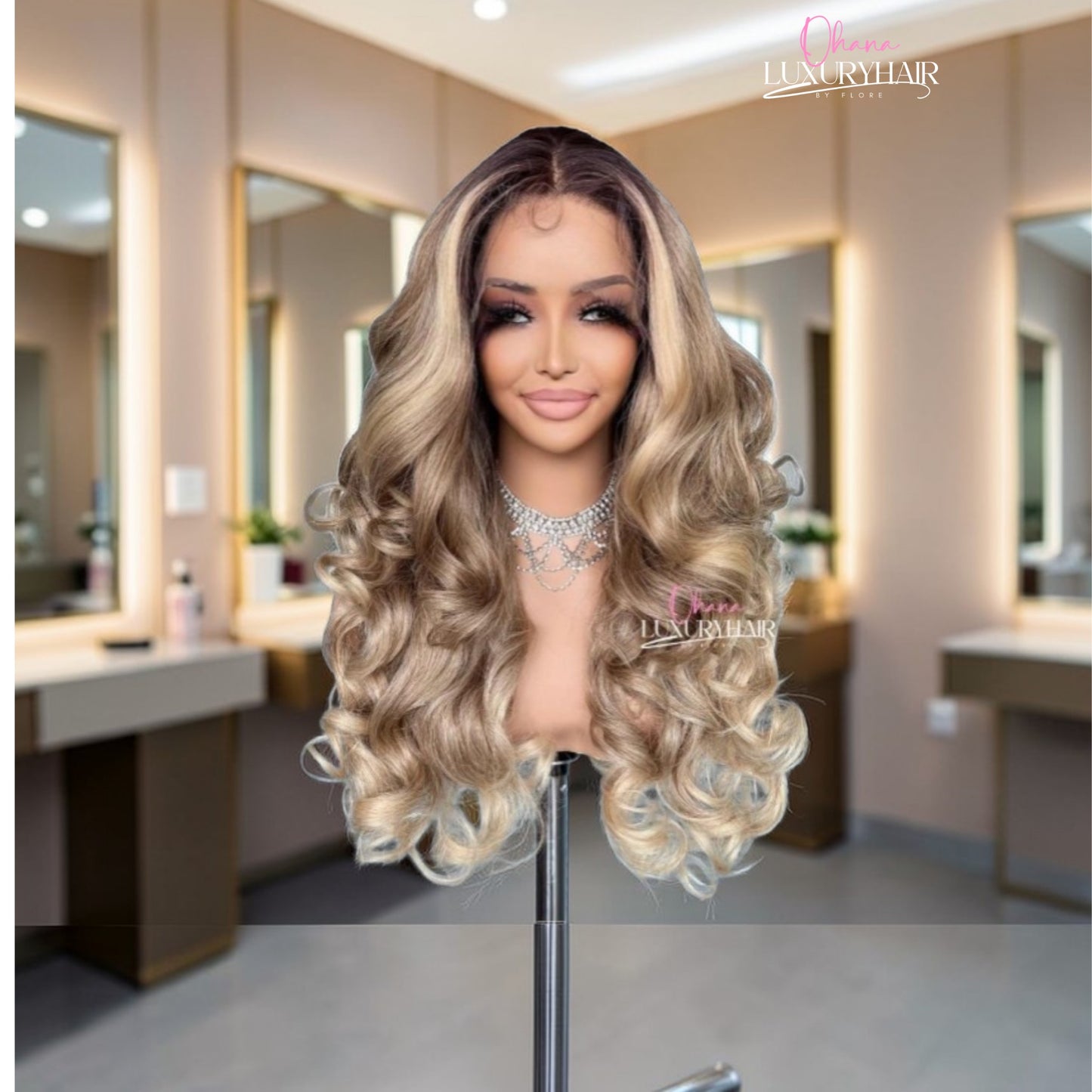 Chloé – Perruque Bouclée Blond Caramel Effet Naturel