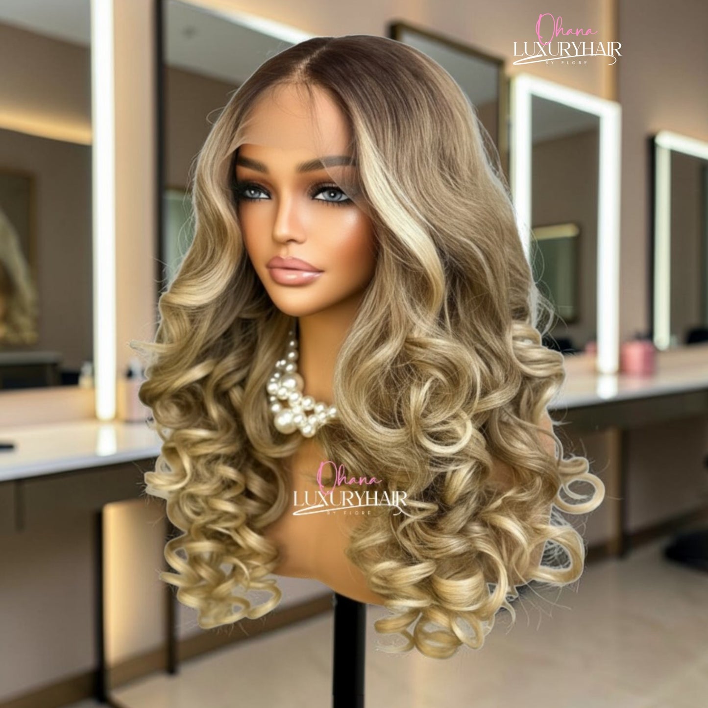 Chloé – Perruque Bouclée Blond Caramel Effet Naturel