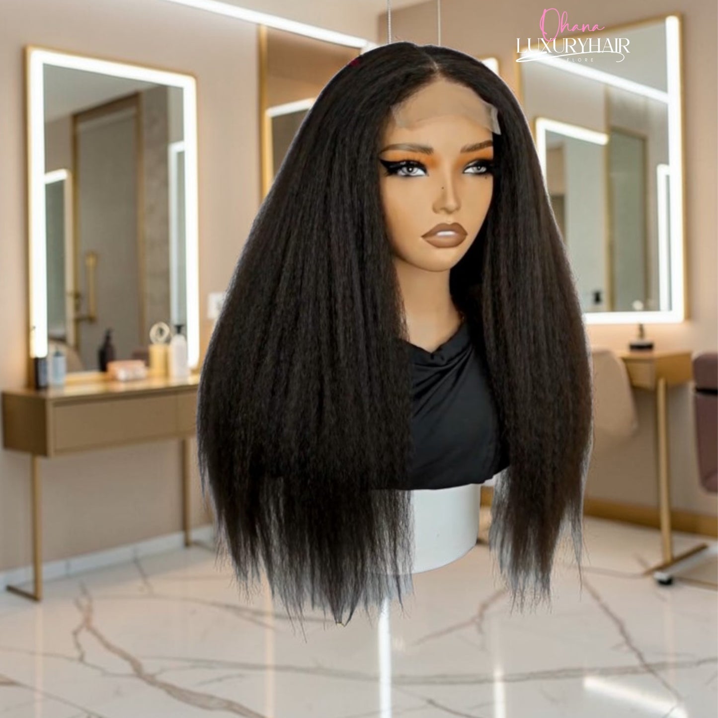 Naomi-Perruque Kinky Straight Luxe- Lace HD Effet Naturel