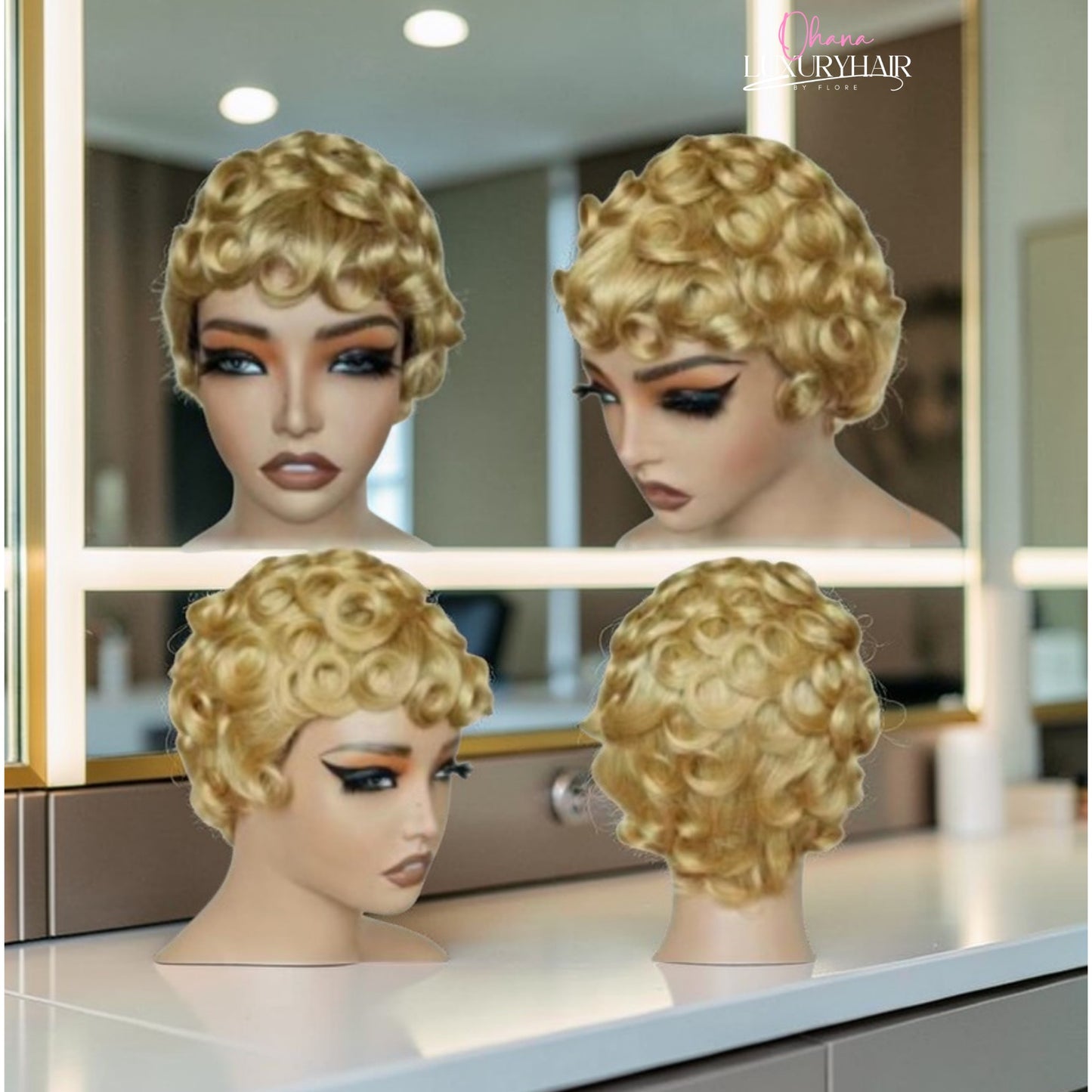 Tchioma-Perruque Pixie Gold Effet Naturel