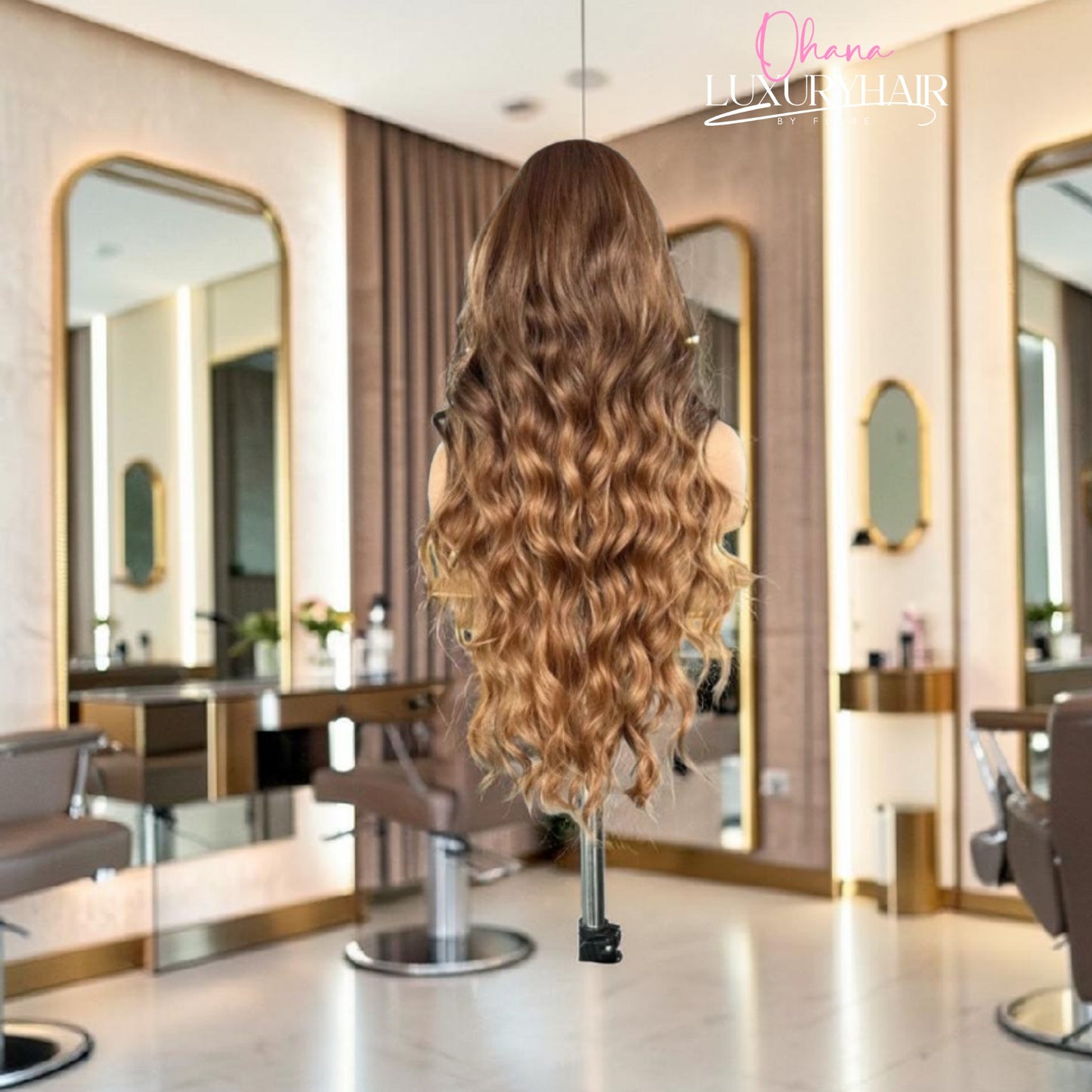 Aliah-Perruque Ondulée Brun Caramel Effet Lumineux