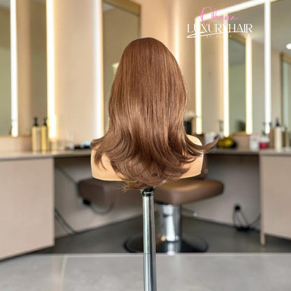 Eva châtain-Perruque lisse effet naturel
