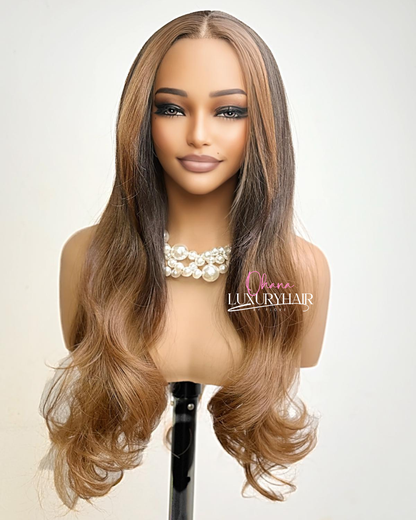 Perruque Fanny-26 Lace HD-Ondulée-Noir caramel