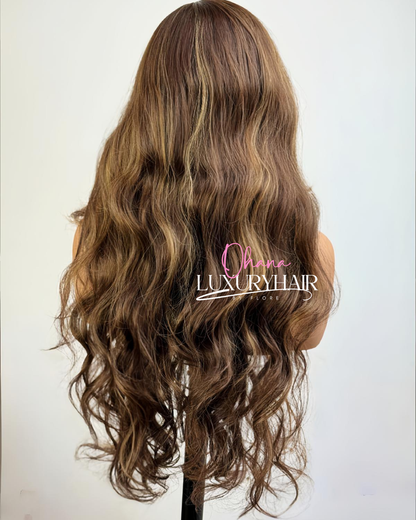 Perruque Mélina – Brun Lumière Long Ondulé Effet Naturel