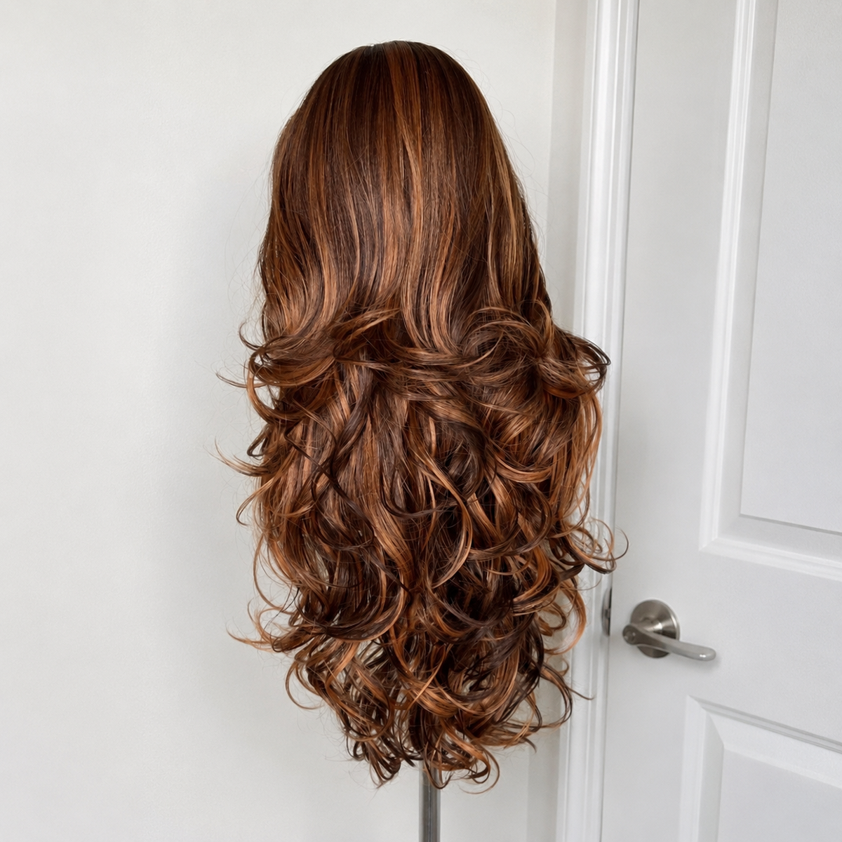 Aliah-Perruque Ondulée Brun Caramel Effet Lumineux