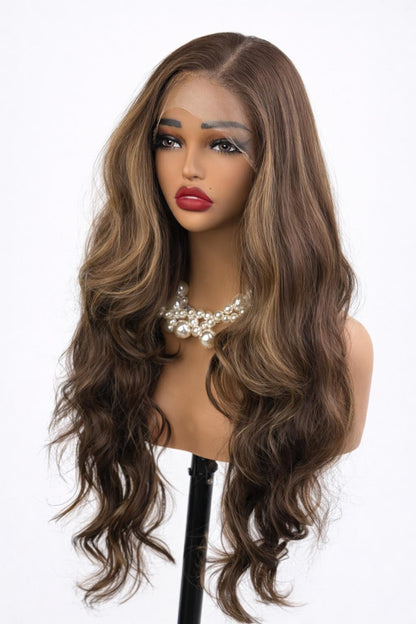Perruque Mélina – Brun Lumière Long Ondulé
