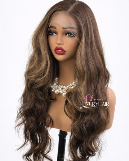 Perruque Mélina – Brun Lumière Long Ondulé