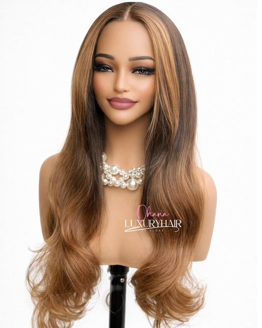 Perruque Fanny-26 Lace HD-Ondulée-Noir caramel